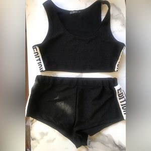 Sexy black & white glitter short set by Shein. Size M.